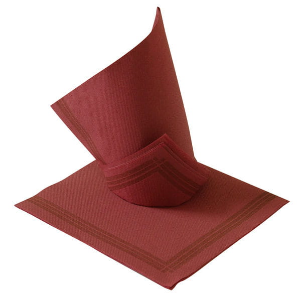 Serwetki restauracyjne 38x38cm TENDANCE Bordowe z paskami A50
