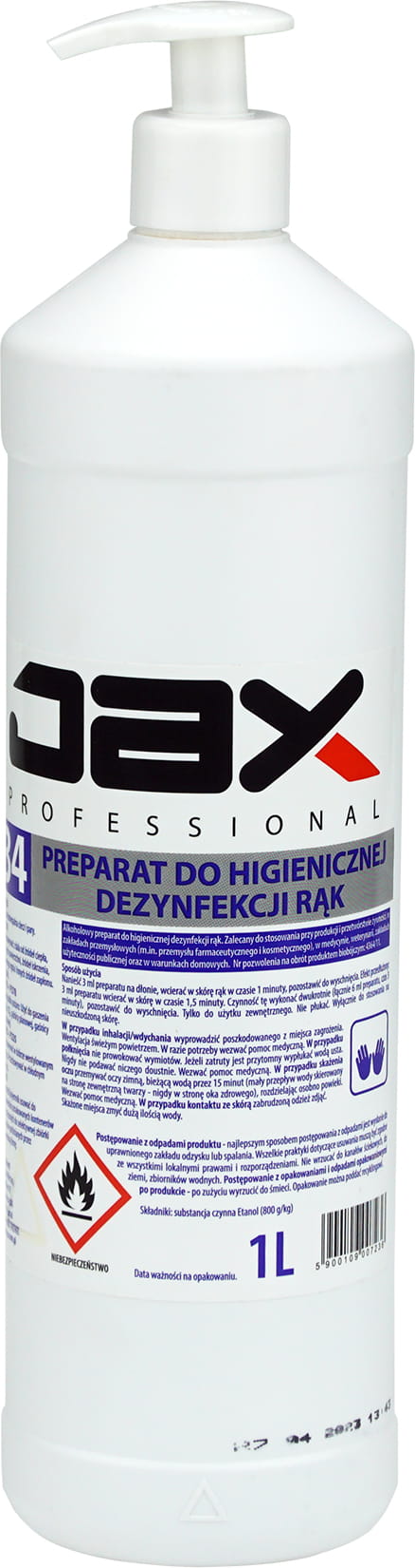 1463.jpg Jax 34 Profesjonalny preparat do dezynfekcji rąk 1l
