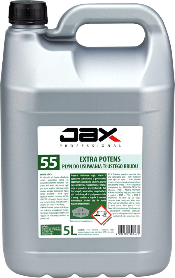 JAX PROFESSIONAL 55 EXTRA POTENS preparat do usuwania tłustego brudu 5l