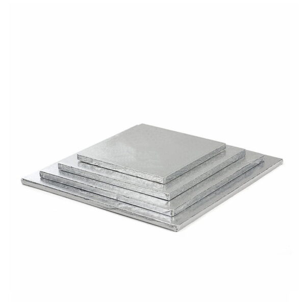 Podkład pod tort angielski kwadratowy srebrny 20x20x1,2h