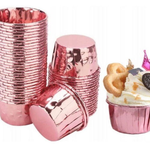 1744.jpg Papilotki aluminiowe do muffinek RÓŻOWE ZŁOTO 50szt