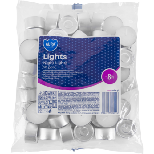 Podgrzewacze bezzapachowe BISPOL Aura Night Lights 8h 50szt.