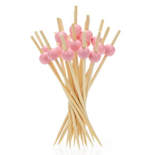 2055.jpg Patyczki bambusowe do przekąsek Kulka Różowa 12cm