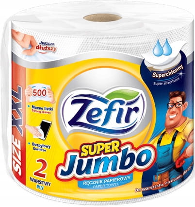 Ręcznik Papierowy Kuchenny ZEFIR Jumbo Soft 2 Warstwy 500 Listków