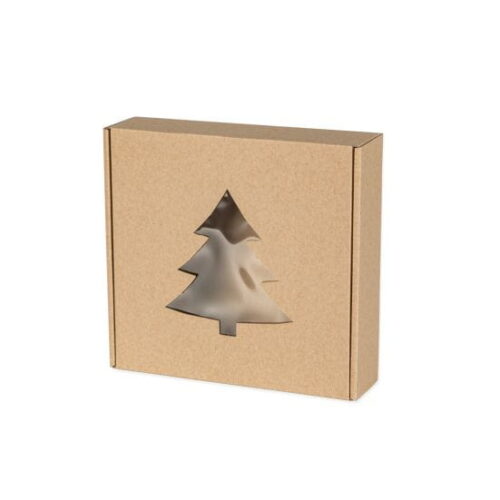 Pudełko z okienkiem choinka 200x200x50 mm - Święta