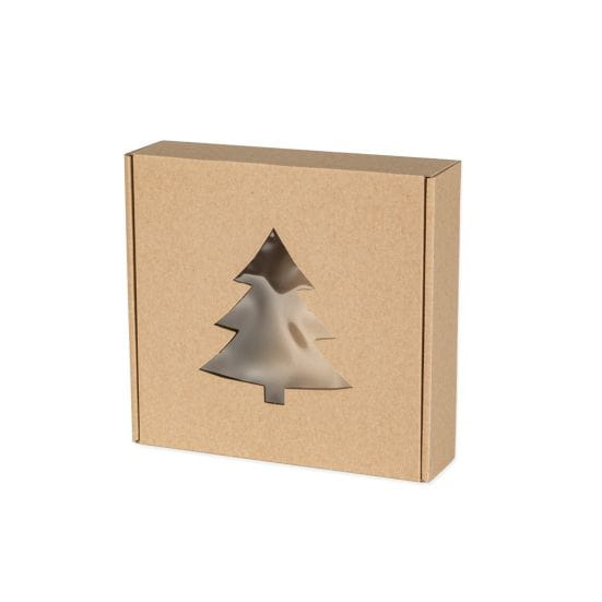 Pudełko z okienkiem choinka 200x200x50 mm - Święta