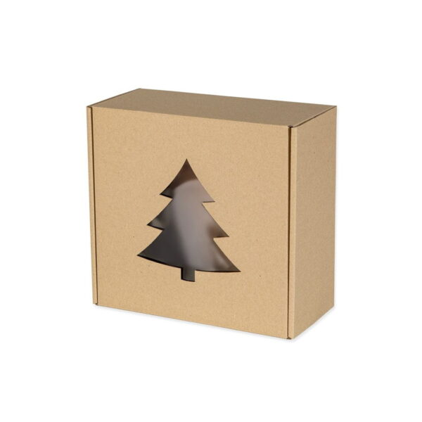 Pudełko z okienkiem choinka 200x200x100 mm - Święta