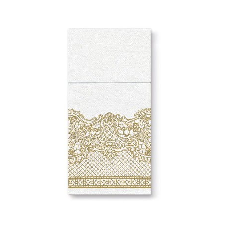 Kieszonki na sztućce 40x40 Airlaid koronkowe złoto A25