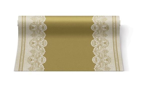 Bieżnik flizelinowy Airlaid 40x2400 koronkowe złoto