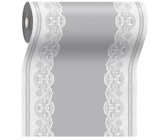 Bieżnik flizelinowy Airlaid 40x2400 koronkowe srebro