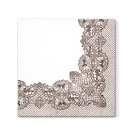 819.jpg Serwetki obiadowe 40x40 Airlaid koronkowy brąz A50