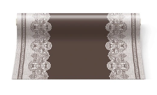 Bieżnik flizelinowy Airlaid 40x2400 koronkowy brąz